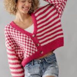 Lush cardigan stripes and checkers size small